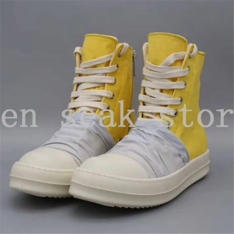 

2018 Owen Seak Men Canvas Shoes Luxury Trainers Ankle Boots Lace Up Sneaker Casual Brand Zip High-TOP Flats Black Shoes Big Size
