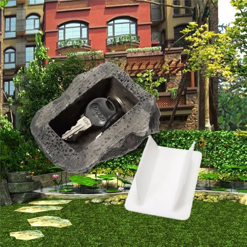 

Outdoor Spare Key House Safe Hidden Hide Storage Security Rock Stone Case Box