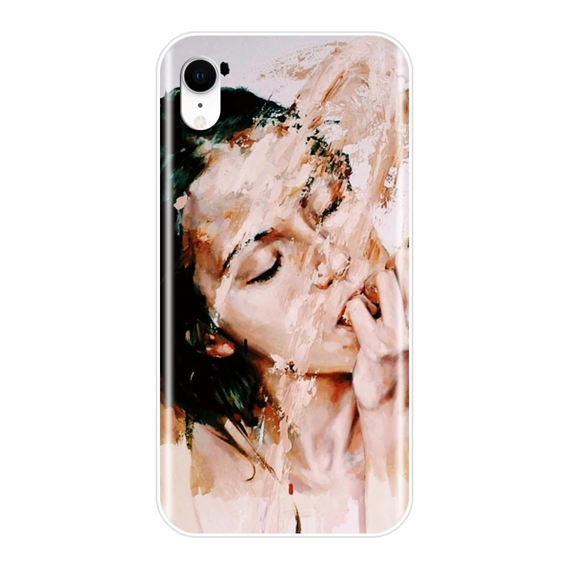 Задняя крышка для Apple iPhone 6 S 7 8 X XR XS Max Art Girl абстрактный силиконовый мягкий чехол Plus