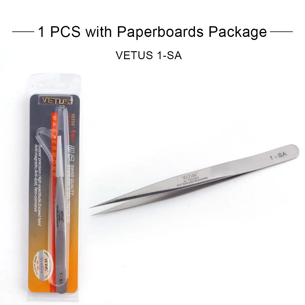 1-SA Paperboards Пинцет для наращивания ресниц VETUS 6A-SA из нержавеющей стали, точный 3D/6D объем, пинцет для бровей, щипцы для профессионального макияжа, плоскогубцы - Цвет: 1-SA Paperboards