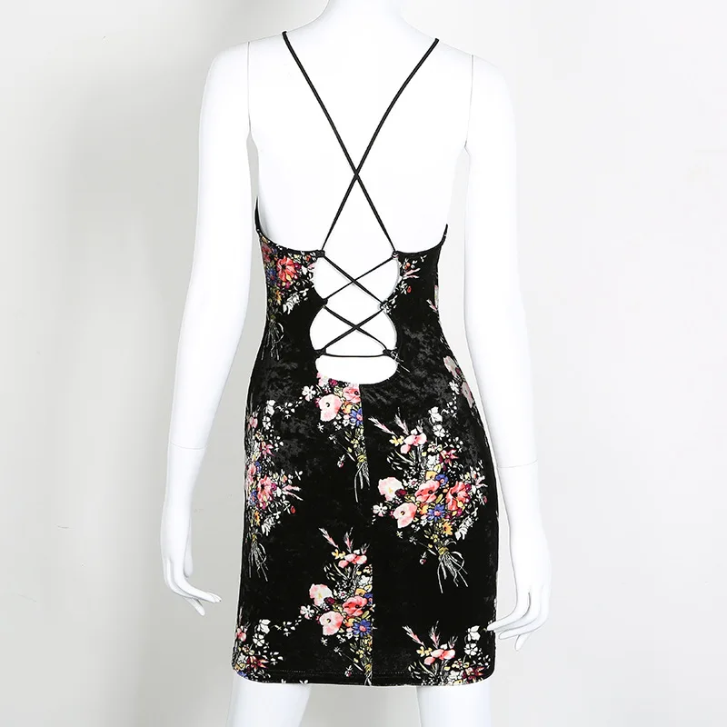 Luoanyfash с цветочным принтом без рукавов эластичные пикантные Клубные бинты Bodycon