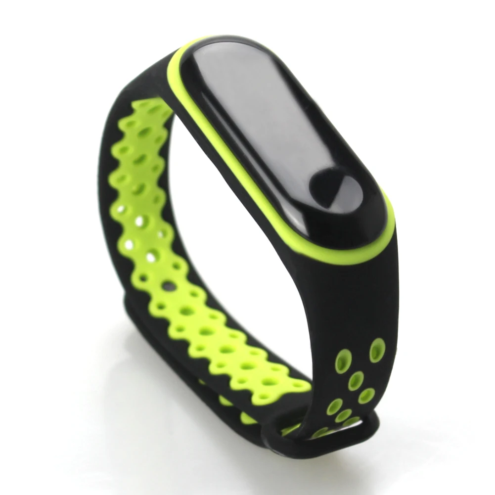 Двухцветный дышащий пористый силиконовый ремешок на запястье для Xiaomi mi Band 4 3