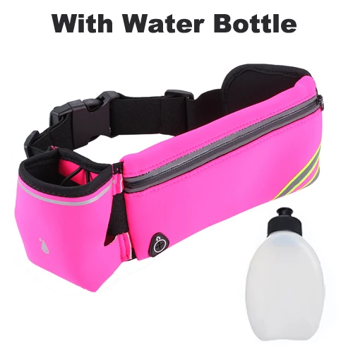 pink with bottle NEWBOLER Беговая поясная сумка, спортивные женские поясные сумки для прогулок, кемпинга, тренажерного зала, поясная сумка, держатель для телефона, чехол, аксессуары для мужчин и женщин - Цвет: pink with bottle