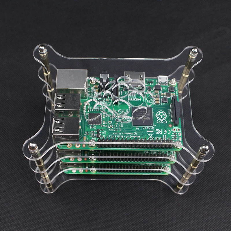 3-layer Transparent Acrylic Case Clear Shell Enclosure with Logo for Raspberry Pi 2 Model B &amp 3 plus DIY | Инструменты