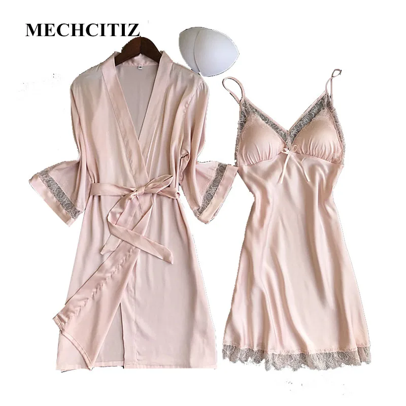 MECHCITIZ/2018 хит продаж женский халат и платье комплект из 2 предметов одежда для сна