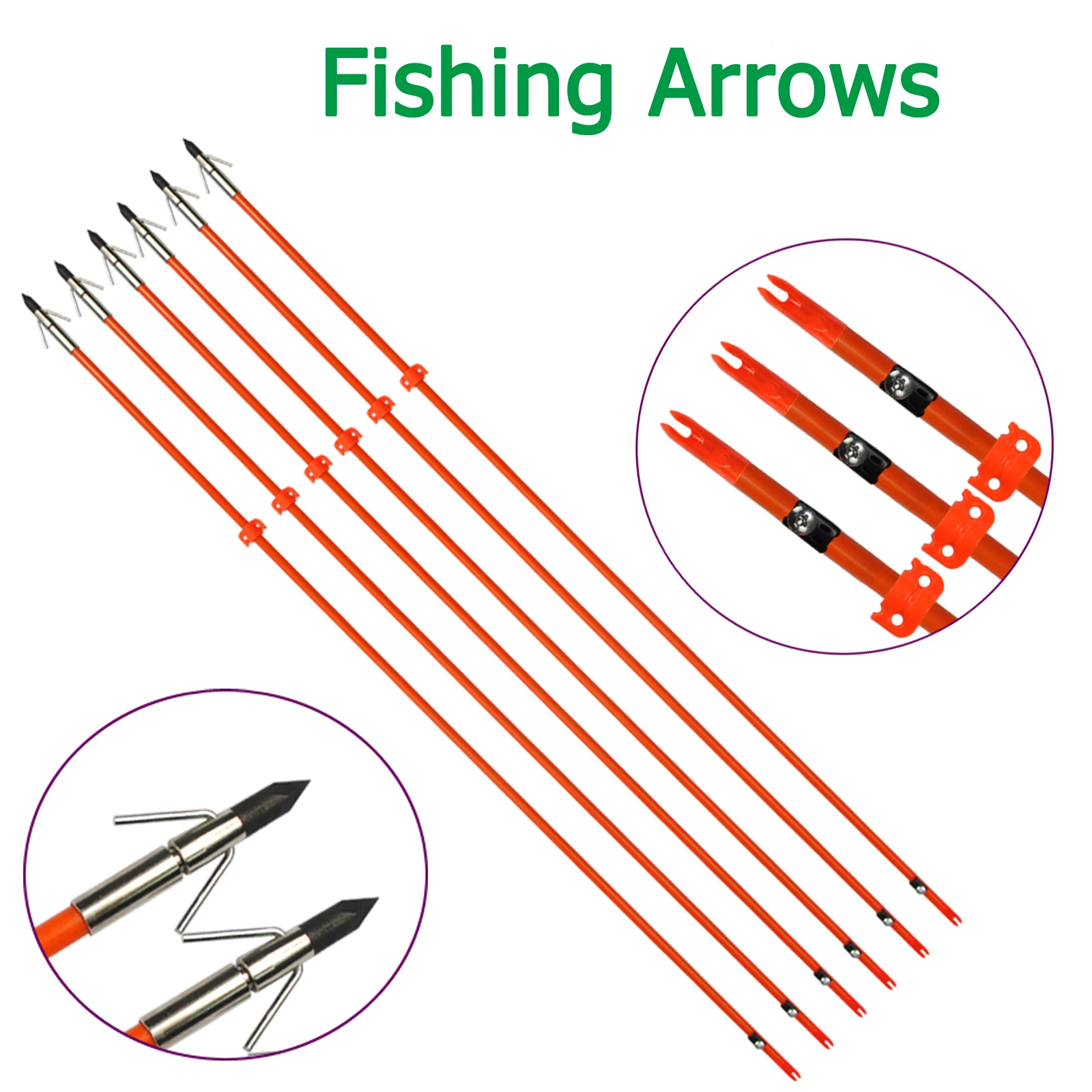 32 дюйма Bowfishing охотничьи стрелы оранжевый Стекловолоконный вал + стальная широкая