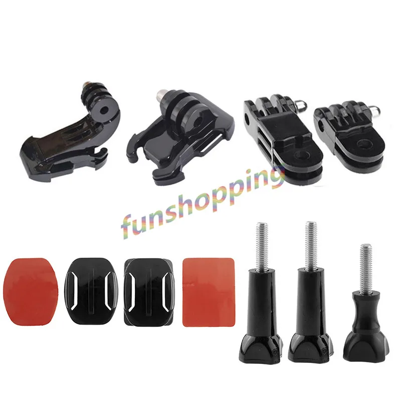 Montaje adhesivo curvo para Gopro, brazo pivotante de tres vías, tornillo para cámara gopro Hero2 3, adaptador de edición negra