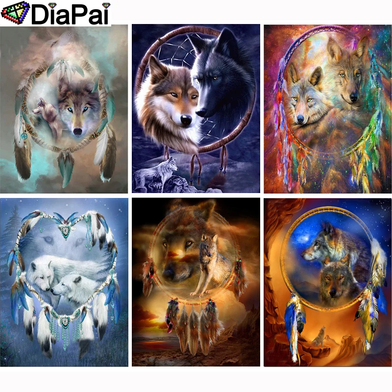 

DIAPAI 5D DIY Diamond Painting 100% Full Square/Round Drill "Animal wolf" 3D Embroidery Cross Stitch Home Decor