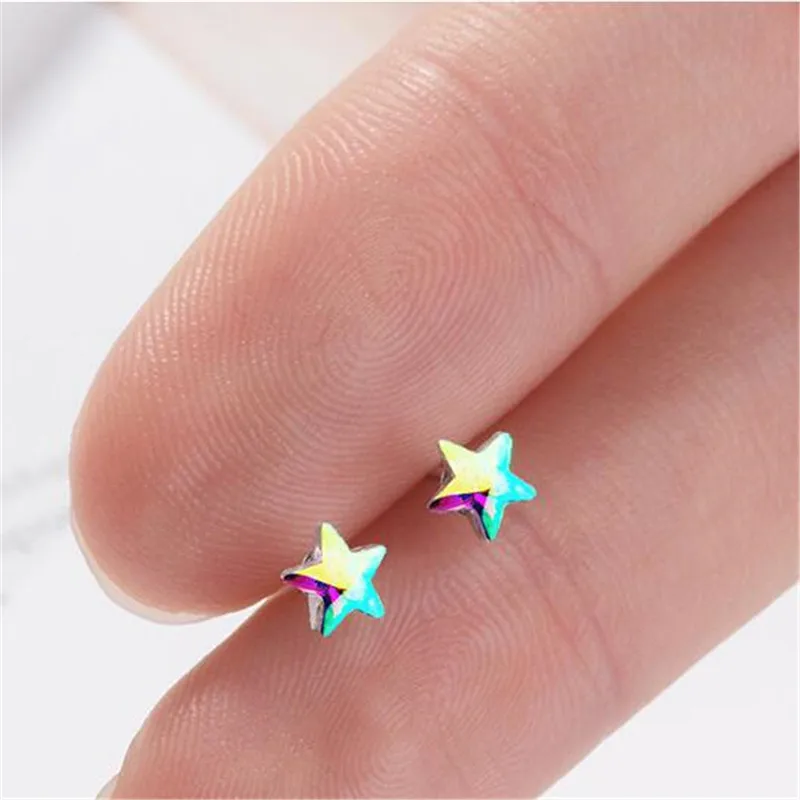 Новое поступление Женские Модные Разноцветные серьги-гвоздики с пятиконечной