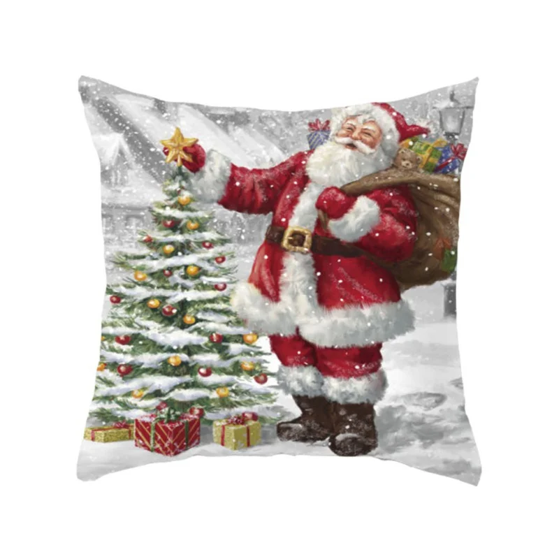 45x45cm High Quality Cotton Line Pillow Case Christmas Snowman Printing Dyeing Bed Home Decor Cushion Cover | Дом и сад