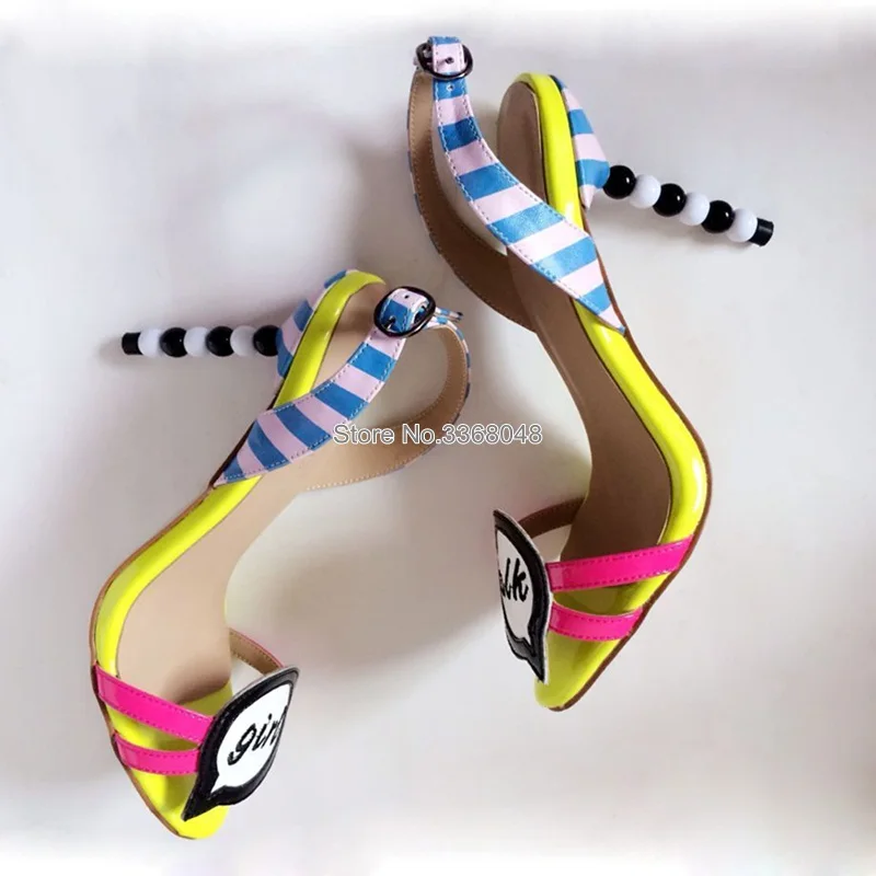 Босоножки женские на высоком каблуке с открытым носком и ремешком пятке