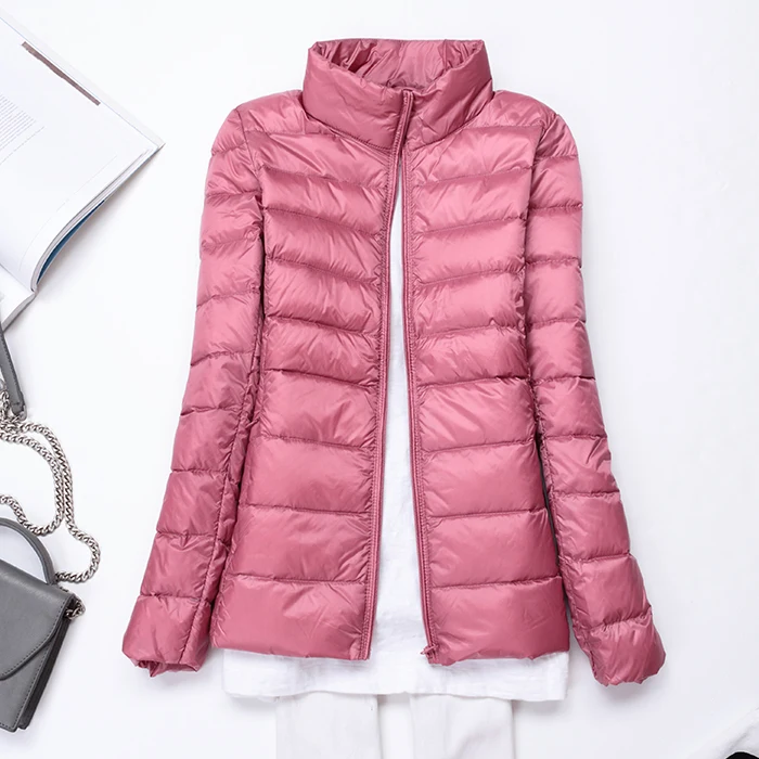 2 pink Новинка, зимний женский ультра-светильник, 90% утиный пух, с капюшоном, dwon, куртка с длинным рукавом, теплая, тонкая, Женская куртка, пальто, большие размеры - Цвет: 2 pink