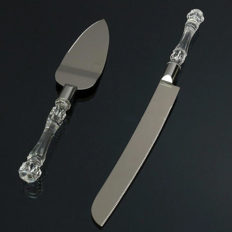 2pcs Wedding Cake Shovel Knife Server Set Stainless Steel Cake Spatula Birthday Party Tools Kitchen Accessories Acrylic Handle
