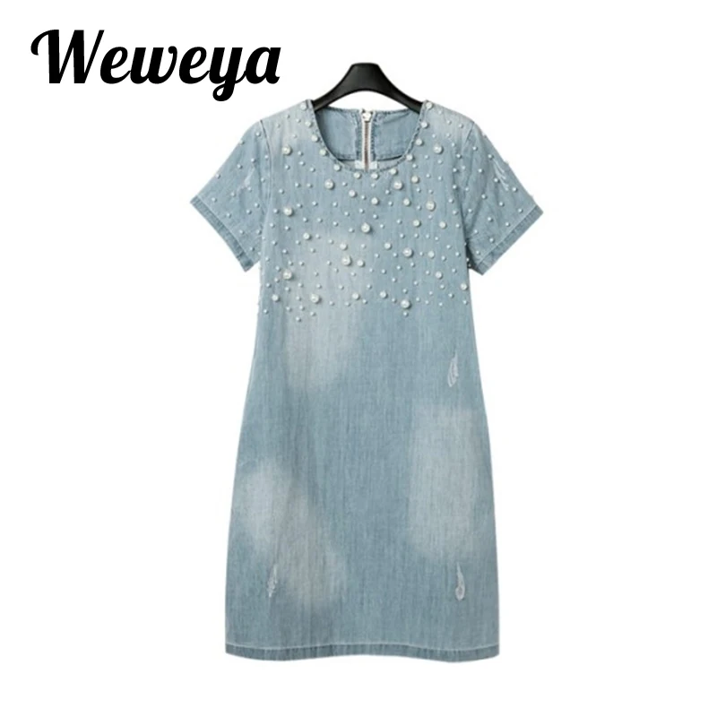 Женское джинсовое платье Weweya 2017 новые летние платья женское Повседневное джинсы