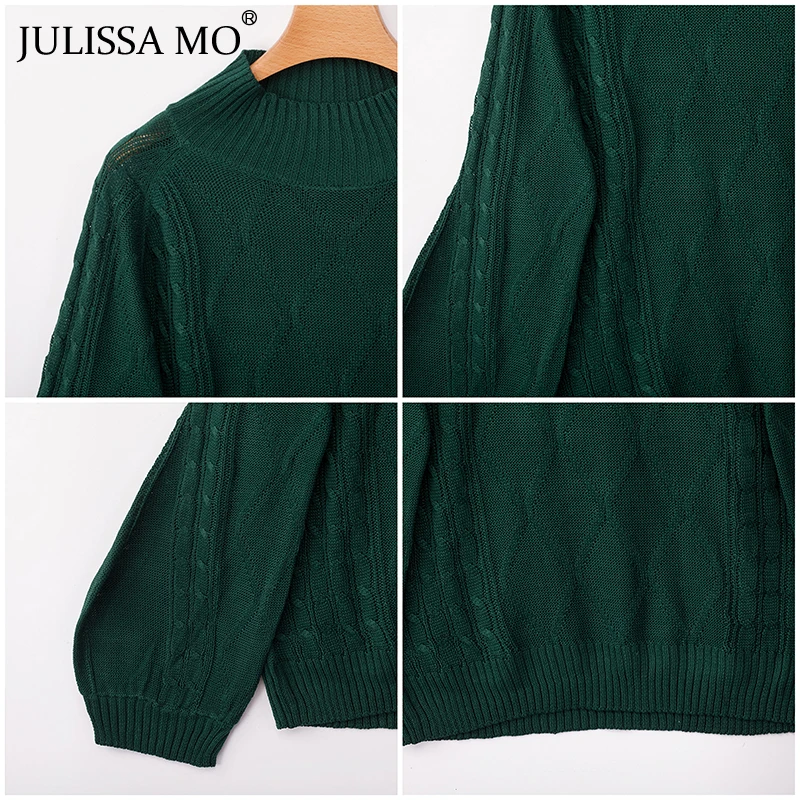 Julissa mo, вязаный свитер с рукавом-фонариком, для женщин, Осень-зима, водолазка, свободные пуловеры, повседневные, уличные свитера, женские топы