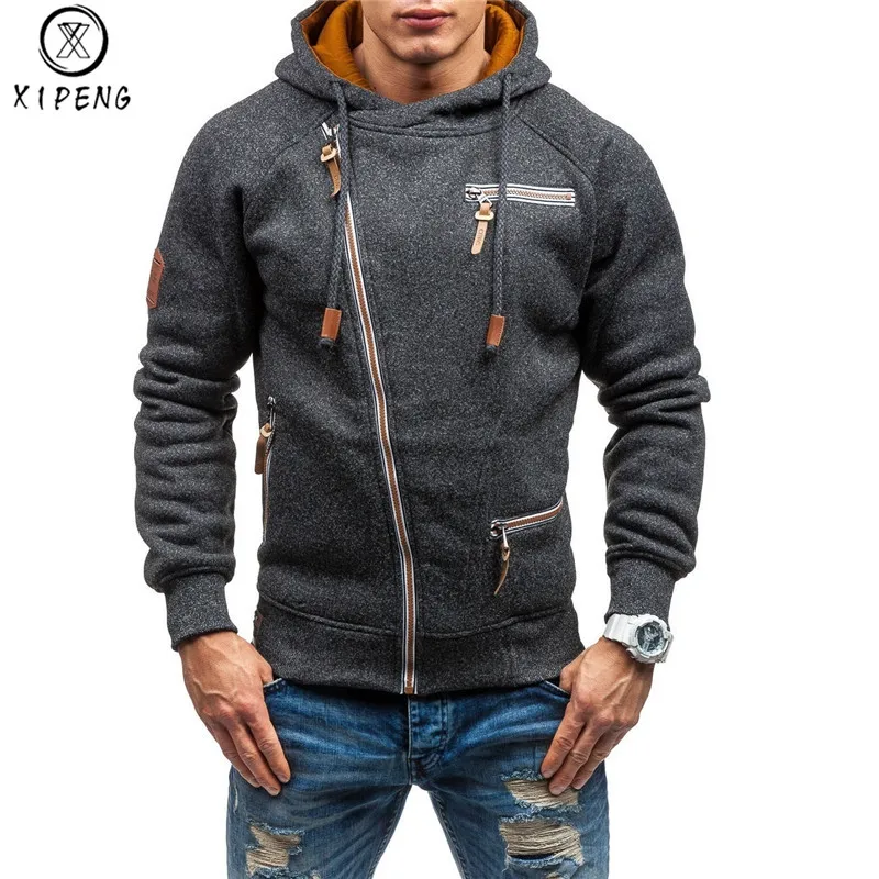 

Мужская толстовка с капюшоном Sudaderas Hombre, брендовый Приталенный кардиган с косой молнией, 2019