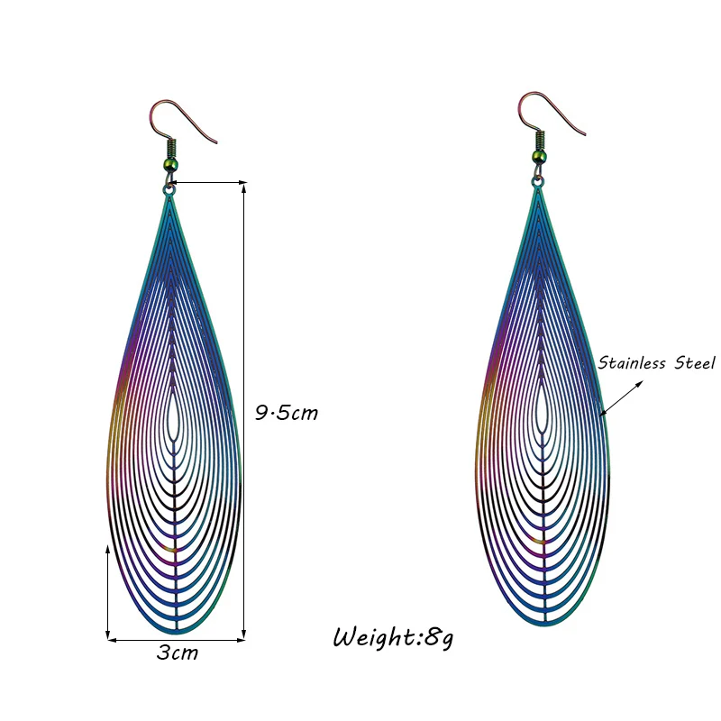 2018 модные богемные красочные длинные Винтажные серьги из нержавеющей стали