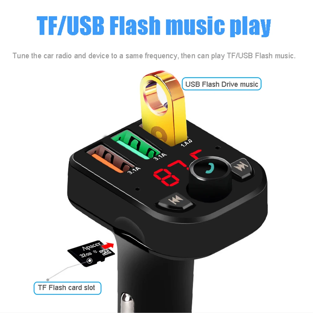 FM модулятор JINSERTA с 3 USB портами и поддержкой TF карт|FM-трансмиттеры| |