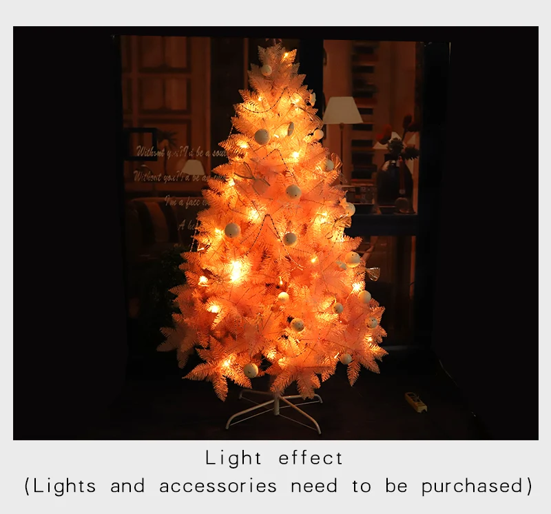 90cm with light HOYVJOY, 90 см, розовая Рождественская елка, мини-дерево, Новогоднее украшение, светодиодный светильник, маленькие украшения, опт, на заказ - Цвет: 90cm with light