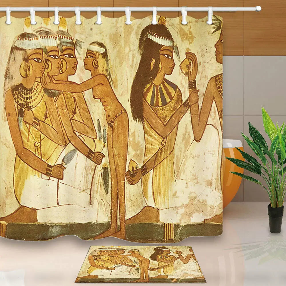 

Egyptian papyrus woman Shower Curtain Home Bathroom Fabric & 12hooks
