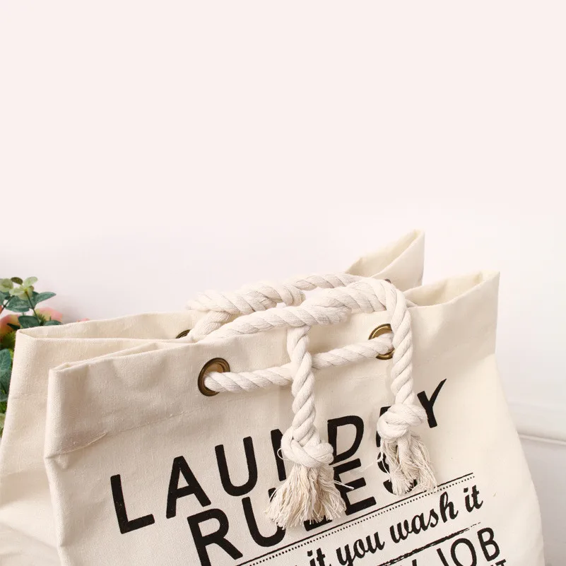 Zakka Стильная белая джинсовая сумка для стирки складная хранения с буквенным