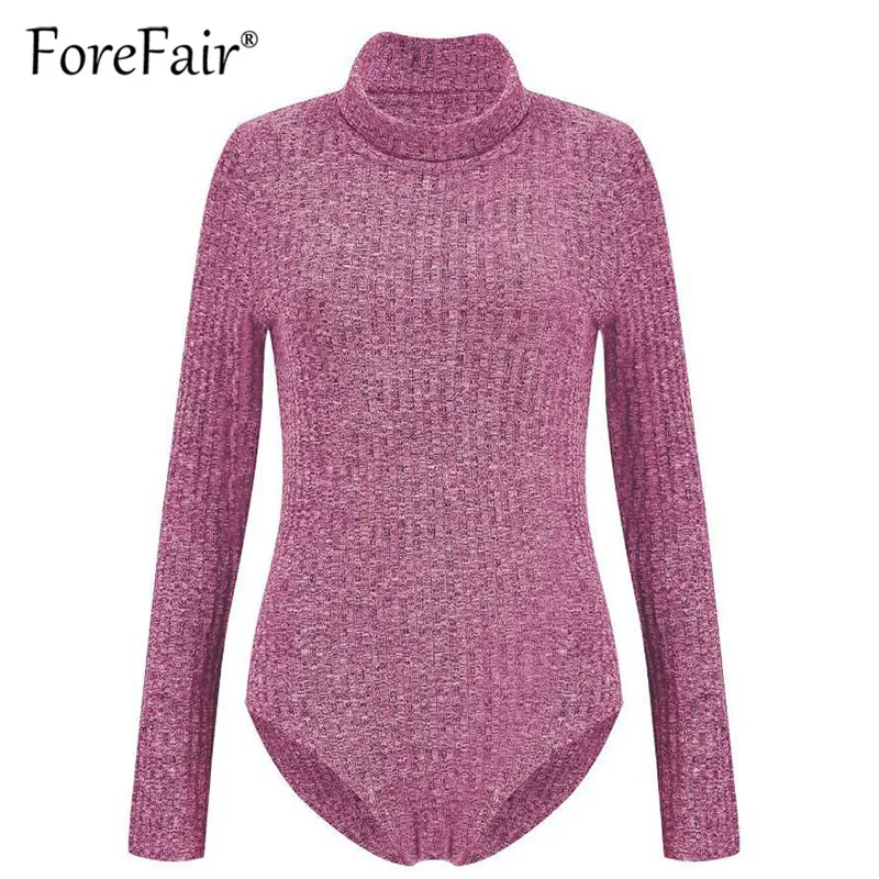 Forefair сексуальный однотонный вязаный эластичный облегающий боди для женщин 2018