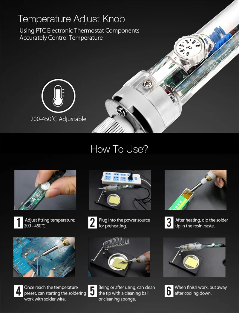 60 Вт внутреннего нагрева паяльника 907 Регулируемая постоянная Температура