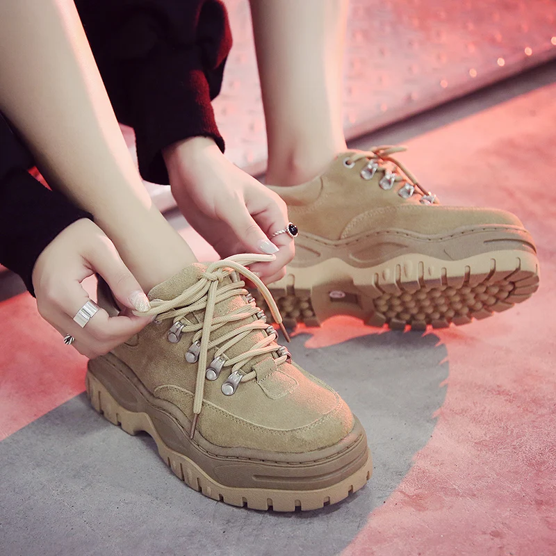 Ботильоны Aphixta женские на платформе замшевые модные полусапожки шнуровке с