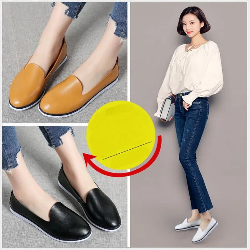2021 Spring Autumn Flat Women Shoe Flats Ladies Dress Shoes Sneakers White Loafers Slip On casual Boat Oxford Shoes  SIZE 35-40