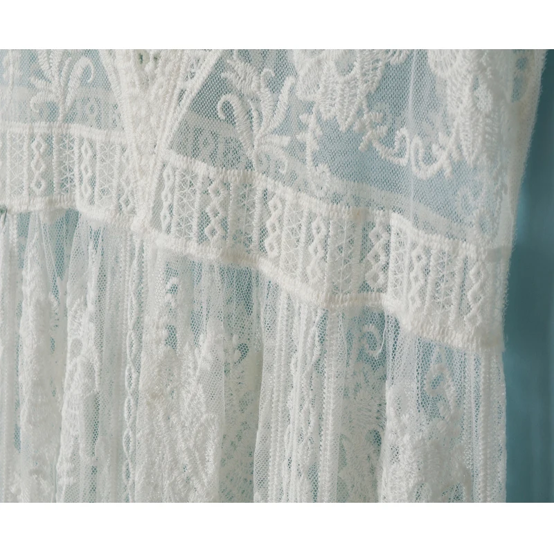 Женское платье с v образным вырезом SESOAF элегантное хлопковое кружевами