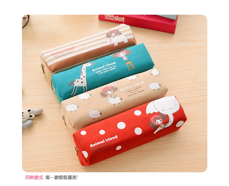 1 шт. чехол-карандаш из парусины на молнии с изображением героев мультфильмов Kawaii