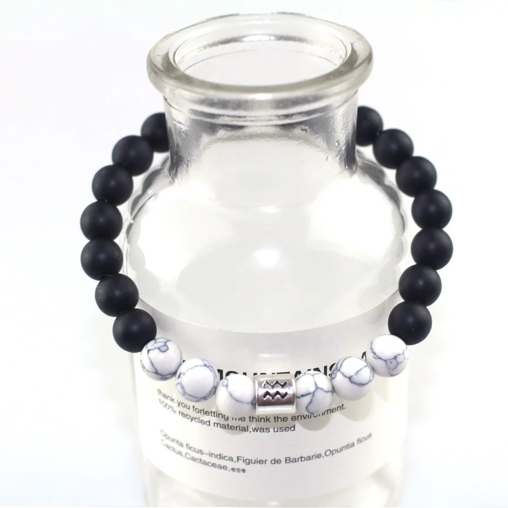 Мужской и Женский комплект из матового белого бирюзового браслета с бусинами