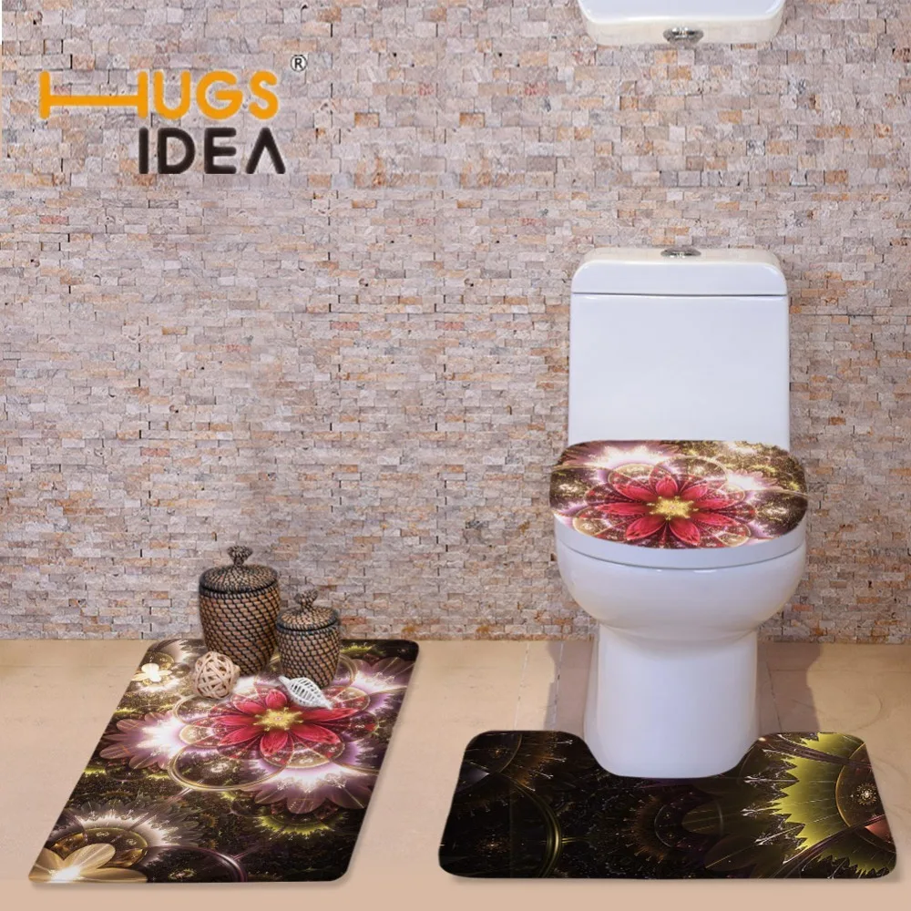 HUGSIDEA 3D Красота с цветочным принтом Туалет чехлы на сиденья коврик 3 предмета в