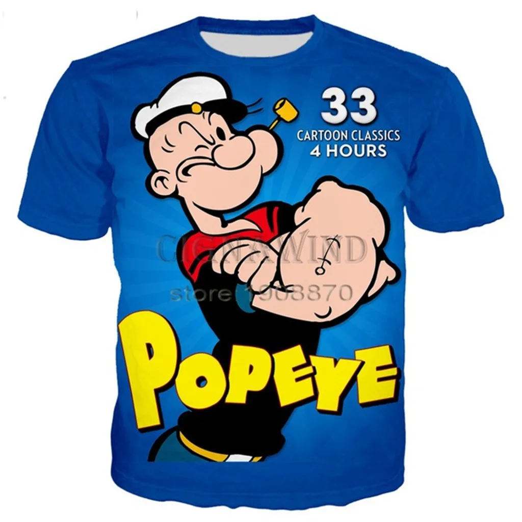 Новая классическая серия popeye футболка для мужчин и женщин с 3D принтом Новинка модная футболка хип хоп Уличная Повседневная летняя футболка