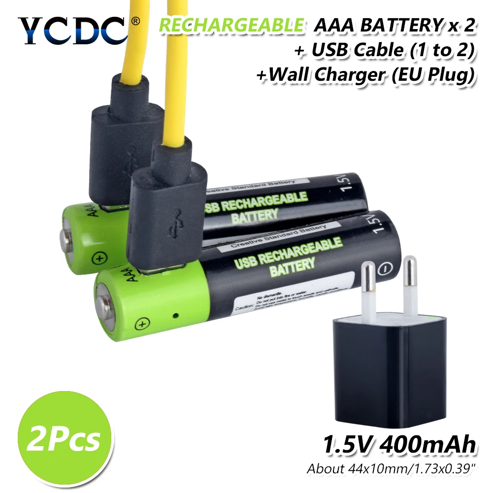 2Pcs EUcharger cable Литий-ионные литий-ионные аккумуляторы A+ класс Lipo AAA батарея 400 мАч+ кабель+ зарядное устройство Великобритании для MP3 вентилятор игрушка Bateria - Цвет: 2Pcs EUcharger cable