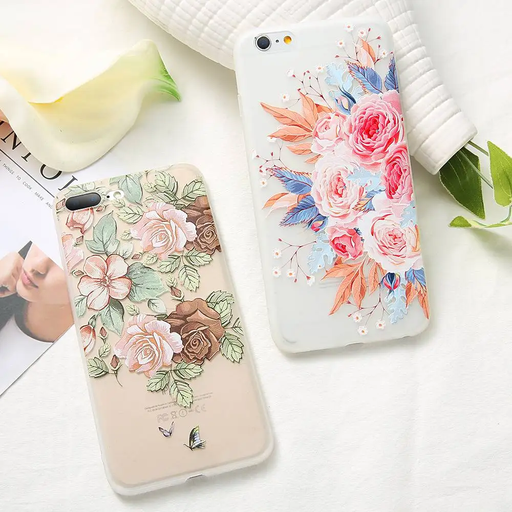 KISSCASE Flower Girly Case For iPhone 7 8 6 6S XR XS X XSMX Soft TPU Phone 10 7/8/6 Plus SE 5 5s Cover |
