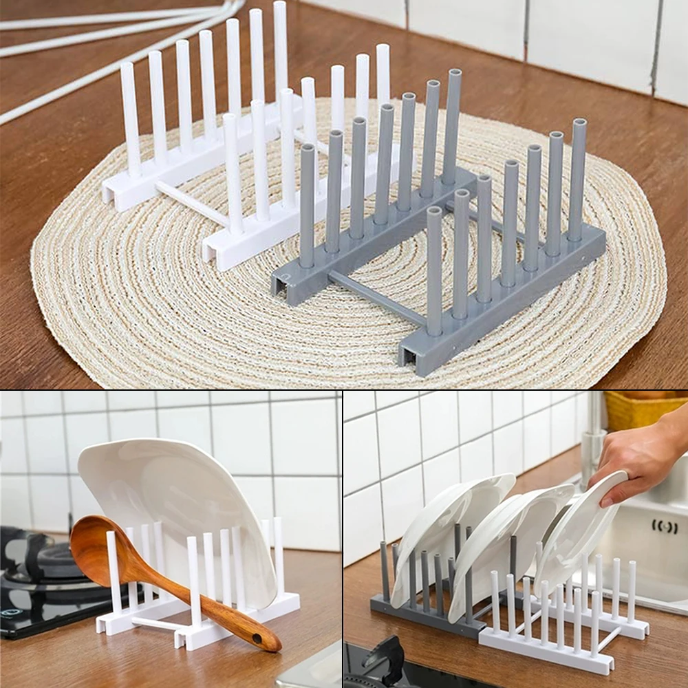 Пластиковый стеллаж для посуды хранения кухонных принадлежностей держатель