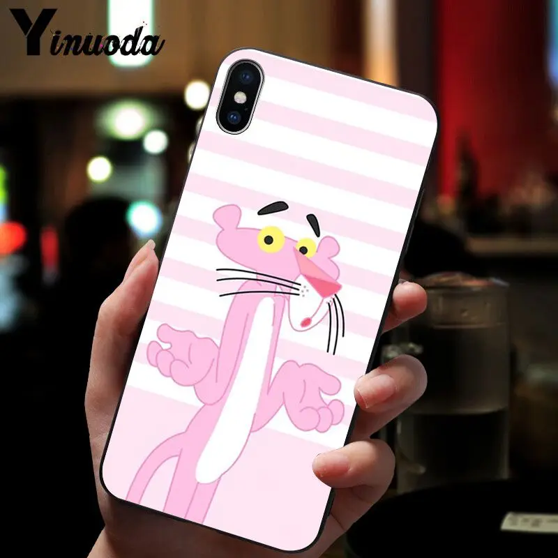 11pro MAX Розовая пантера ТПУ Черный чехол для телефона iPhone 6S 6plus 7plus 8 8Plus X Xs 5 5S