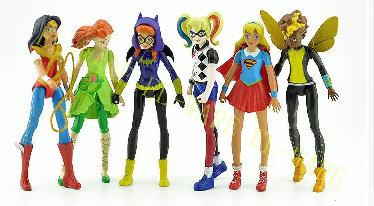 6 шт./компл. DC Comic Super Hero Girls Harley Quinn Batgirl Kid PVC Аниме фигурки Модель Коллекционная