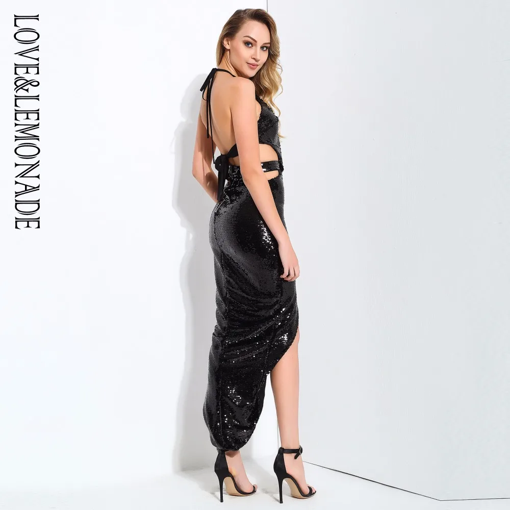 Платье LOVE & LEMONADE LM0706 с глубоким вырезом и блестками|sequin dress|dress dress dressdresses |
