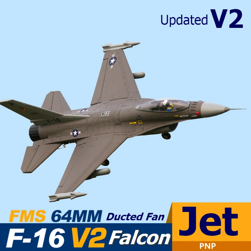 Радиоуправляемый самолет FMS 64 мм F16 F-16 V2 Vigilantes воздуховод вентилятор EDF Jet серый масштаб Warbird модель истребителя Хобби самолет Avion PNP