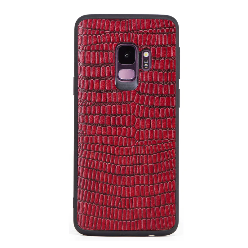 Red Роскошный тонкий чехол из натуральной кожи для samsung Galaxy S9, чехол для телефона, Силиконовый противоударный чехол для samsung S9 - Цвет: Red