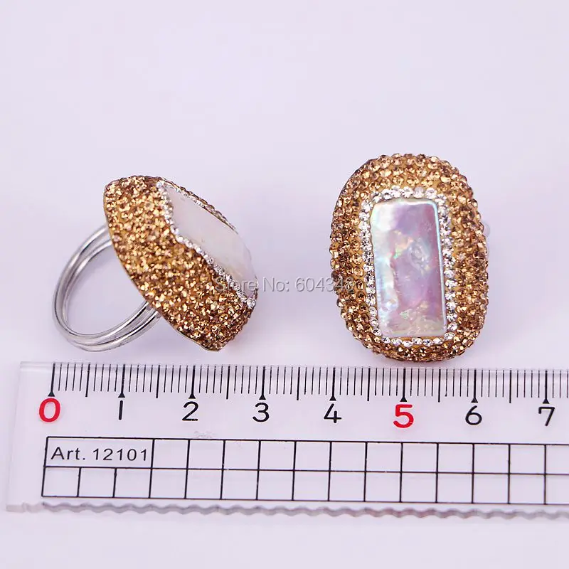 Женское кольцо с натуральным жемчугом 5 шт. золотым и желтым кристаллом жемчужные