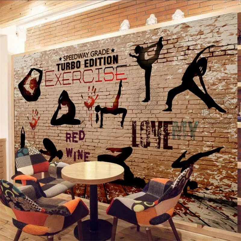 3d стерео обои для спортзала йоги спорта силуэта ТВ фон домашнего декора 3D papel de