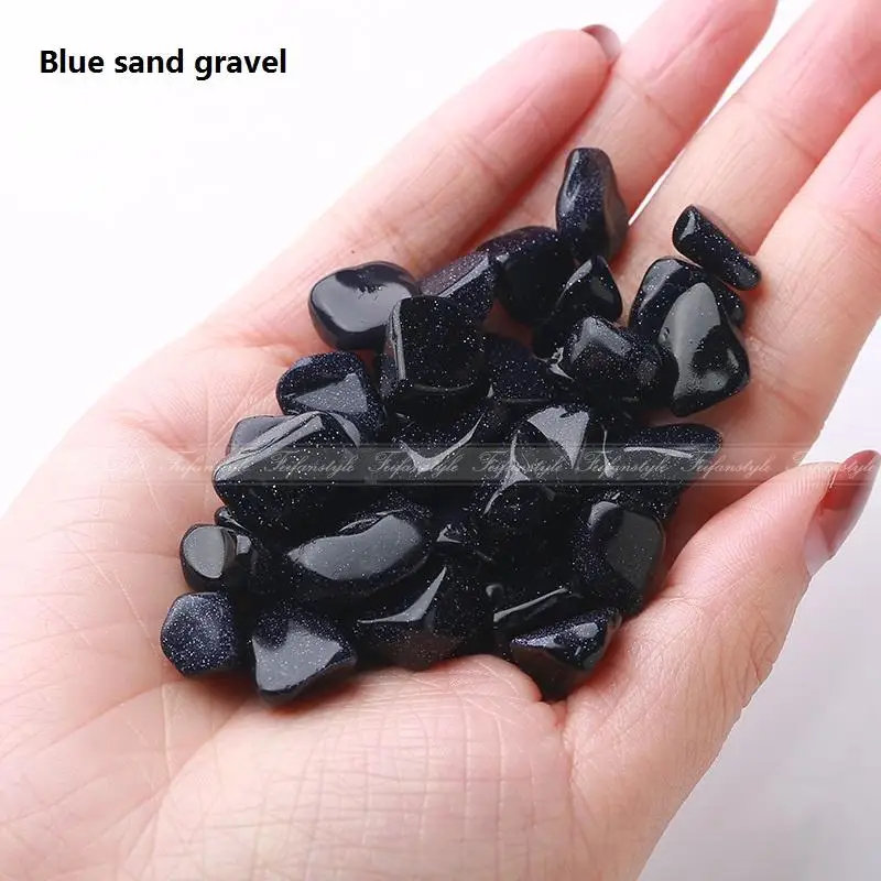 Blue Sand Gravel 50 г натуральный розовый кварц белый кристалл Аметист черный обсидиан мини камень рок чипы с лечебным действием, образцы A115CL кристалл любовь - Цвет: Blue Sand Gravel