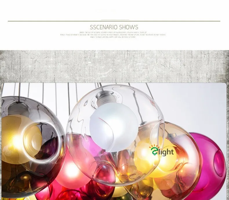 Современный красочный LED Люстры блеск Bump Стекло пузырь Обеденная LED люстра Освещение Гостиная G4 светодиодные светильники