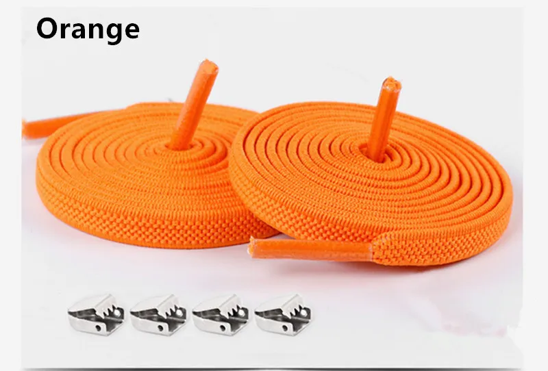 Orange 100 см цветные эластичные шнурки для обуви, удобная пряжка, цветные эластичные силиконовые шнурки без завязок, шнурки для обуви, шнурки для кроссовок - Цвет: Orange