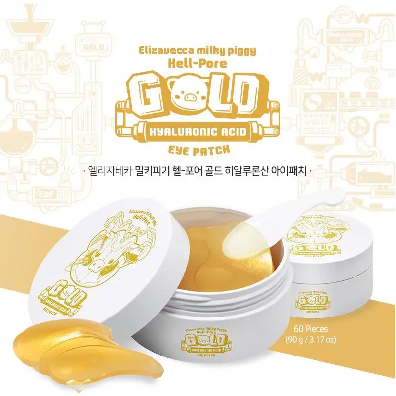 Крем Elizavecca Milky Piggy Hell Pore Gold с гиалуроновой кислотой для глаз, 60 шт., 24 к, Золотая коллагеновая маска для глаз, уход за кожей, увлажняющая маска