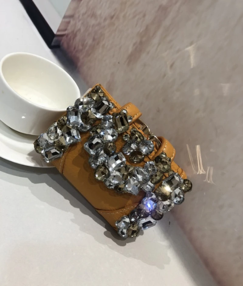 Женский кошелек из натуральной кожи с бриллиантами, короткий кошелек, модные складные сумочки для денег, вечерние, свадебные бумажники, черный, розовый, Monederos Para Mujer