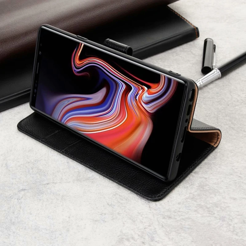 Чехол из натуральной кожи для samsung Galaxy Note 9 8 чехол s8 S9 Plus полная защита флип